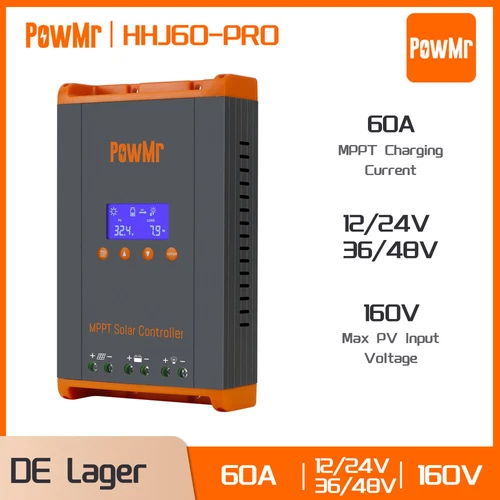 PowMr 60A Solar Laderegler MPPT Controller Regulator 12V 24V 36V 48V Parallel