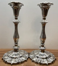 antique sterling silver candlesticks pair