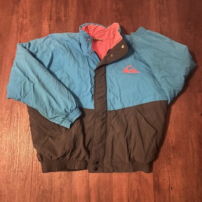Vintage 80s 90s Quicksilver Ski Jacket Snowboard XL Colorblock Ski Suit Party