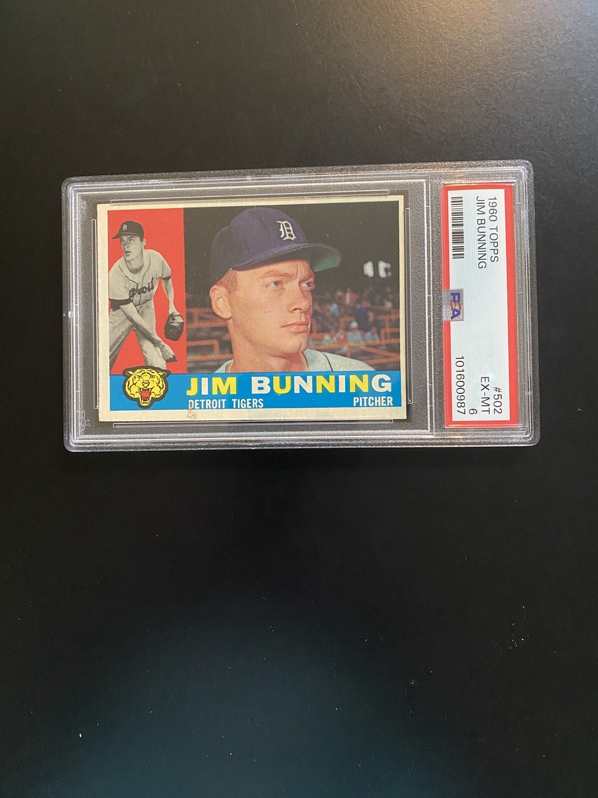 Vintage 1960 Topps Jim Bunning Detroit Tigers Baseball Card #502: PSA 6 EX-MT