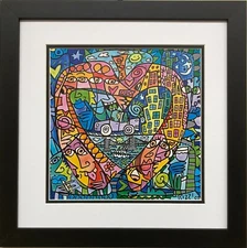 James Rizzi's "My Heart Lives in My Big Apple" CUSTOM FRAMED Pop Art New