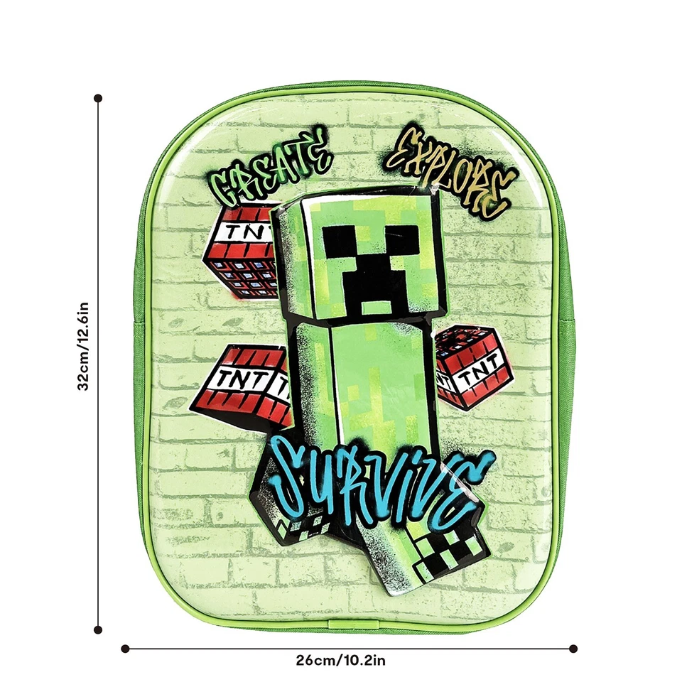 Minecraft 3D Eva Rucksack Kinder Schultasche Rucksack grün erstellen Explore überleben - Bild 3 von 3