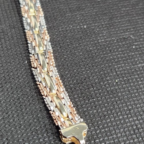 Vintage Bracelet Milor 925 Made In Italy Riccio Chain 7.5" 16 Gr. Tri Color - Picture 6 of 12