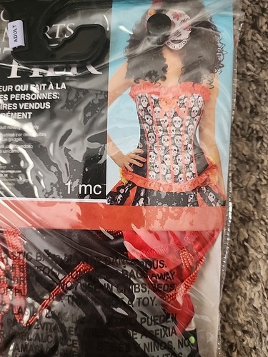 Day Of The Dead Corset Dia De Los Muertos Adult Standard Skulls Red Black - Picture 6 of 6