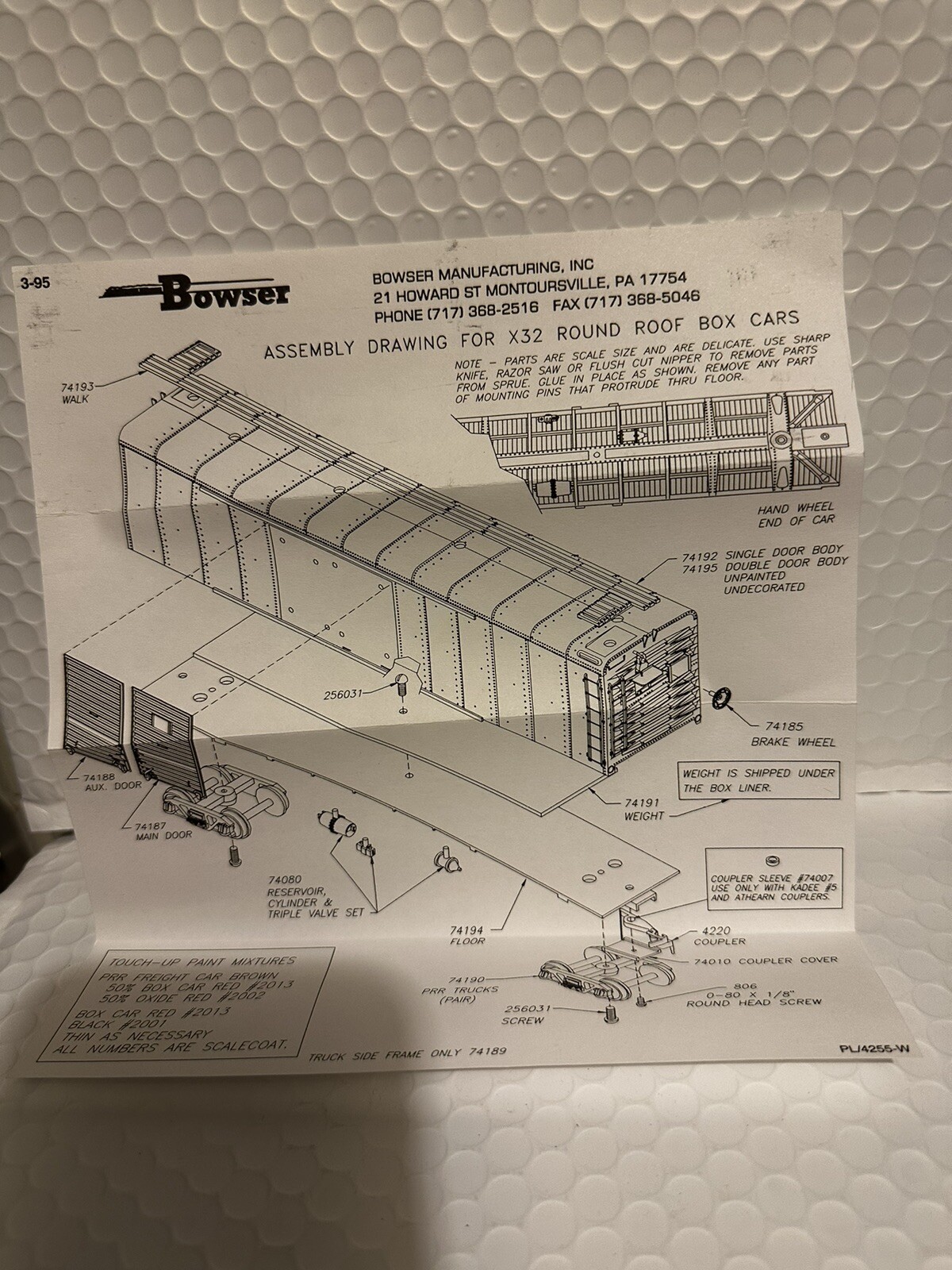 BOWSER ENGLISH'S MODEL RAILROAD SUPPLY HO 50'SINGLE DOOR BOX CAR KIT NP