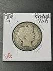 1908 S Barber Half Dollar Nice VG Very Good Silver Coin (Raw14302)