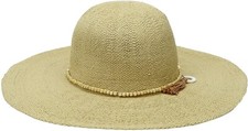 Scala 186036 Womens Bankok Toyo Floppy Hat with Beads Natural One Size
