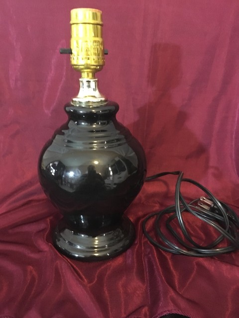 Small Black Lamp 10 At Bulb Base Working Condition Night Stand Lamp Desk Lamp Ebay