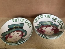 Set Of 12 ROSANNA St Patricks Day Leprechaun Pot Of Gold 11" Dinner Plates
