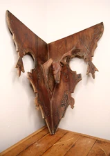 Vintage deer hunting wood corbel Pediment fireplace mantle buck corner shelf 