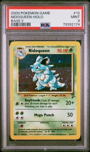 PSA 9 Mint Nidoqueen Holo 2000 Base Set 2 Holo Rare 12/130 Pokemon Graded Card - Afbeelding 1 van 2