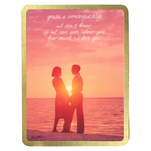 Vintage 1970s BIRTHDAY Card FOR WIFE, Sunset Beach Love by American Greetings +✉ - Picture 1 of 6
