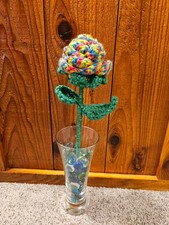 Multi-Colored Crochet Rose vase not included 