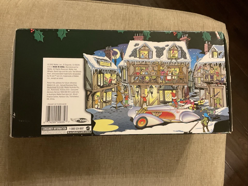 2002 Hot Wheels Holiday Santa's Speedster Red Chrome Christmas 1:18 NRFB New - Image 4 of 4