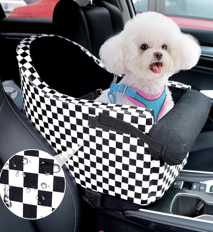 Designer Pet Ride dog Carrier booster car seat,Arm Rest Center Council Blk white