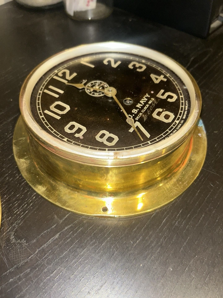 Chelsea Clock Co US Navy Vintage 24 Horas Reloj de Barco 1906-1909 Foto 3 de 4