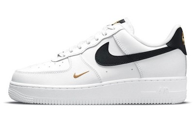 Nike Air Force 1 Low '07 Essential White Black Gold Mini Swoosh W - CZ0270-102