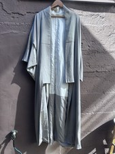XL silk gray kimono robe Japanese vintage