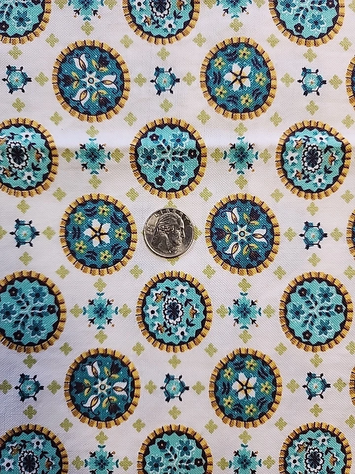 50s 60s Medallions Funky Floral Circles Cotton Fabric 36"w X 1.3yds Woven Sewing - Image 4 of 4