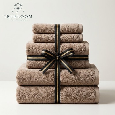 Trueloom Essential Taupe Towel Set 500gsm 6-Pack Cotton Bath, Hand & Wash Cloth
