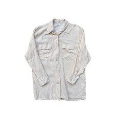 Annie Alexander 100 Silk Blouse Womens Medium Cream Button Down Shirt