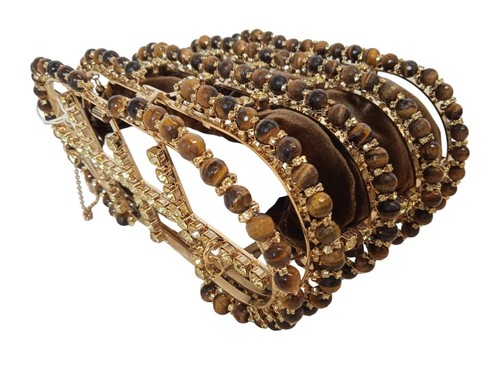 Mini Bolso de Mano Rosantica Holli Diletta Cuentas/Cristales Marrón/Dorado OS NUEVO RRP950 - Imagen 5 de 9