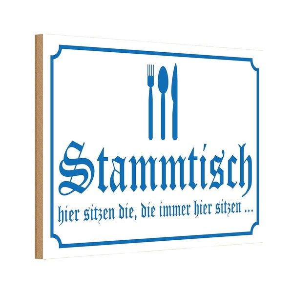 Holzschild 12X18 Cm Stammtisch Hier Sitzen Wieß Dekoration Deko Geschenk Holz Sc-image