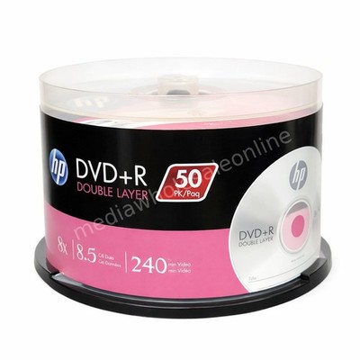 HP DVD+R DL 8.5GB Dual Double Layer 8X Blank Disc 50 Pack Logo Recordable Media