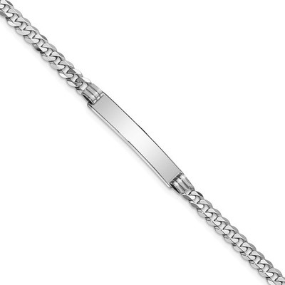 14k White Gold Flat Curb Link ID Bracelet 7'' 4.89g Gift for Mother