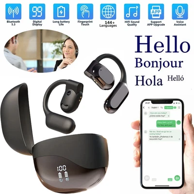 MARKENLOS AI Übersetzer Ohrhörer Echtzeit Übersetzer Kopfhörer 144 Sprachen NEW