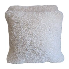 2 Mon Chateau Luxury Curly Ivory Faux Fur Throw Pillows 20", Full Zipper, New