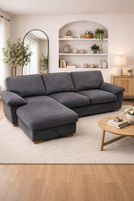 John Lewis Camden 5+ Seater LHF Storage Chaise Sofa Bed Plush Velvet Charcoal