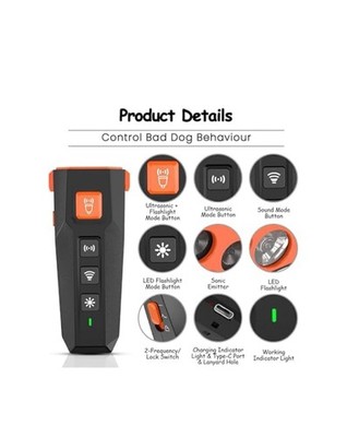 Ultrasonic Dog Repeller Stop Barking Remote Rechargeable Dog Training Light