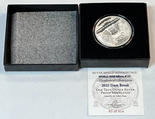 2025 Silver Shield Silver Dam Break 1 oz Silver Proof Round