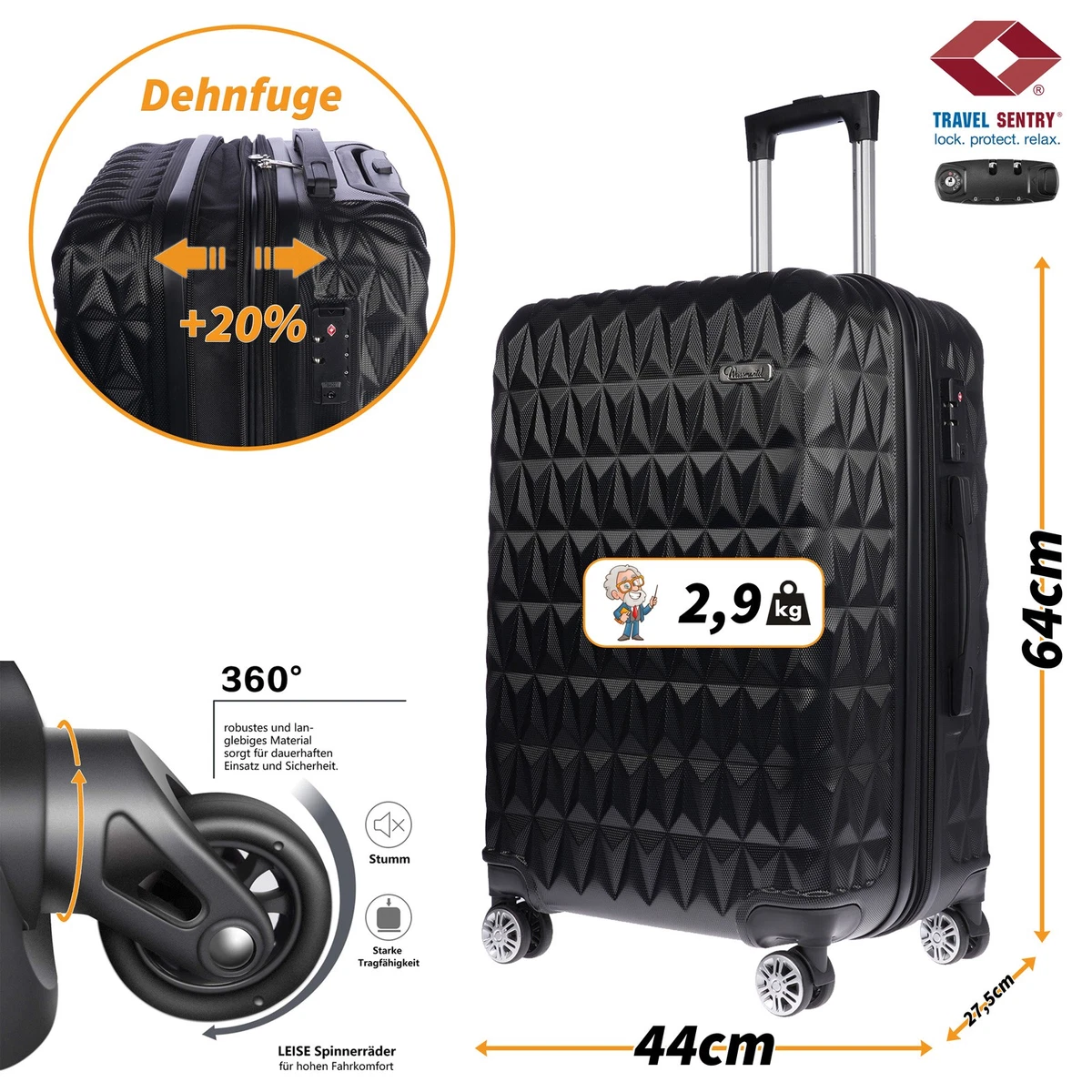 Cahoon Hartschalen-Trolley Hartschalenkoffer Trolley Koffer Hartschale