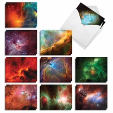 20 Blank Note Cards 4x5.12" w/ Envelopes (10 Designs,2 Each) Galacticards