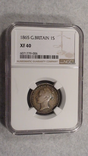1865 Great Britain Shilling NGC XF40 SILVER 1S Coin PRICED TO SELL!