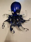 ONE ! Murano Art Glass Octopus Hand Blown Paperweight  Cobalt Blue 2 Available