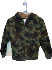 Boys CHILDRENS PLACE Sherpa Full Zip Hoodie Sweatshirt Jacket Camo Medium 7/8