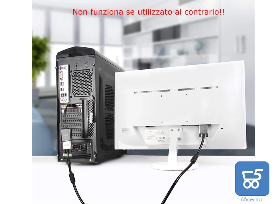 Adattatore Video da uscita DisplayPort a ingresso VGA DP to VGA HP Lenovo Dell - Immagine 2 di 3