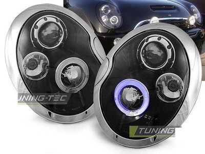 Ajovalot mallille for BMW for Mini COOPER R50 R52 R53 01-04 Angel Eyes musta LPM