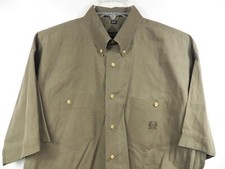 CHRISTIAN DIOR MENS LARGE CASUAL SHIRT OLIVE GREEN LOGO COTTON RARE MADE IN USA