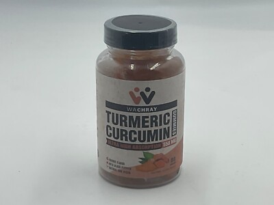 Wachray Turmeric Curcumin Orange Gummies 550mg  Extract 80 Gummies