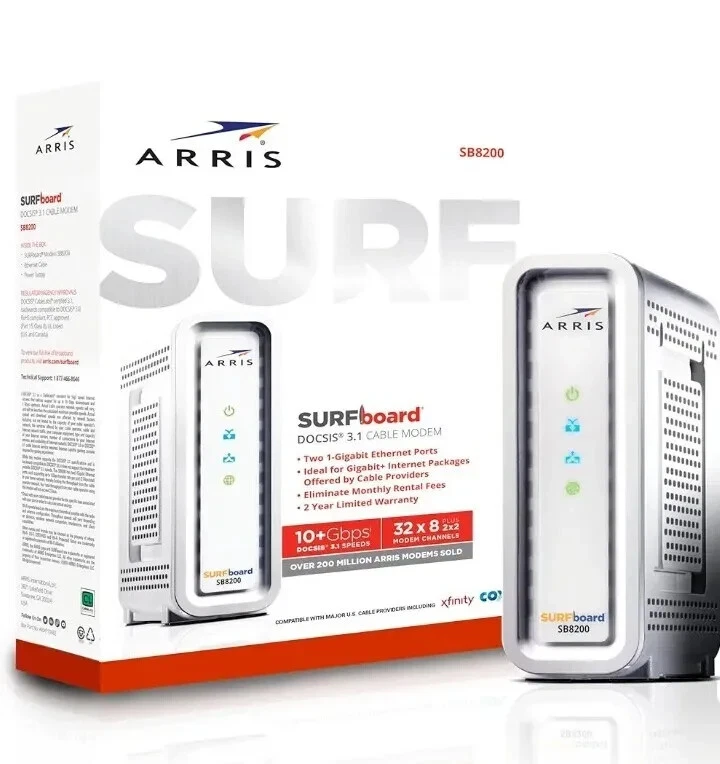 ARRIS SURFboard SB8200 DOCSIS 3.1 white Cable Modem computer Internet gaming - Image 2 of 4