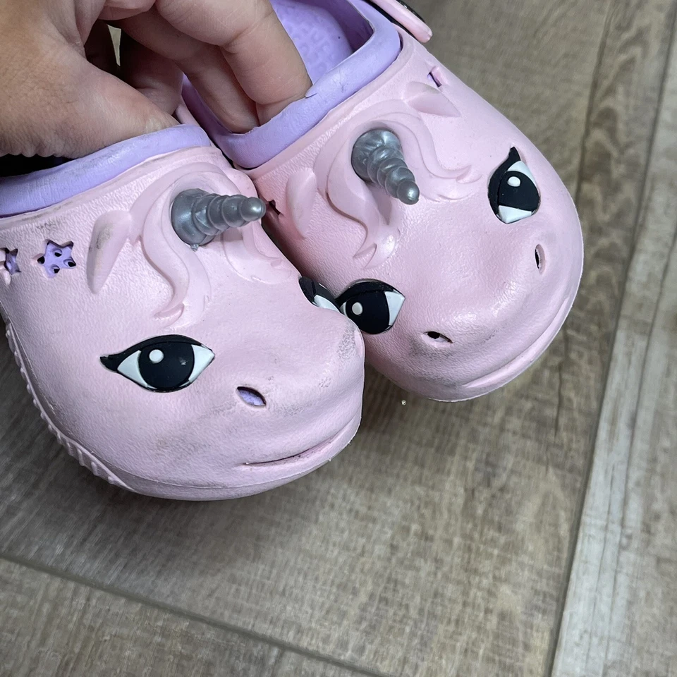 Bebé Niña Niño Pequeño Rosa Mágico Unicornio Zuecos Zapatos Niño Pequeño Bebé Talla 4-5 Foto 2 de 4