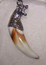 WOLF TOOTH  VIKING pendant 22" Sterling Silver 925 necklace chain men female 