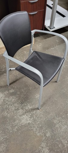 Set of 4 Brayton International Leather Enea Stacker Armchair Guest Chairs
