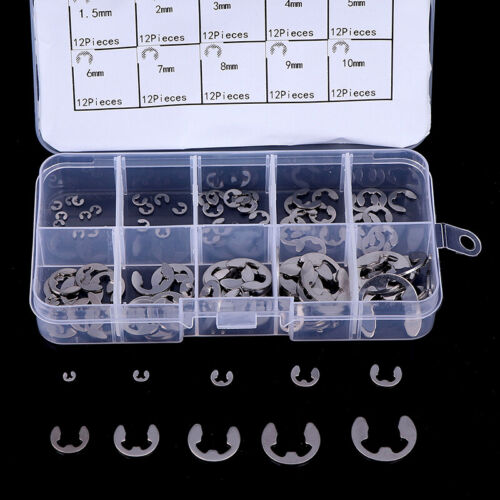 120Pcs/Box 304 Stainless Steel E-Clip Retaining Circlip Assortment Kit M1.5.KP - 第 1/10 張圖片