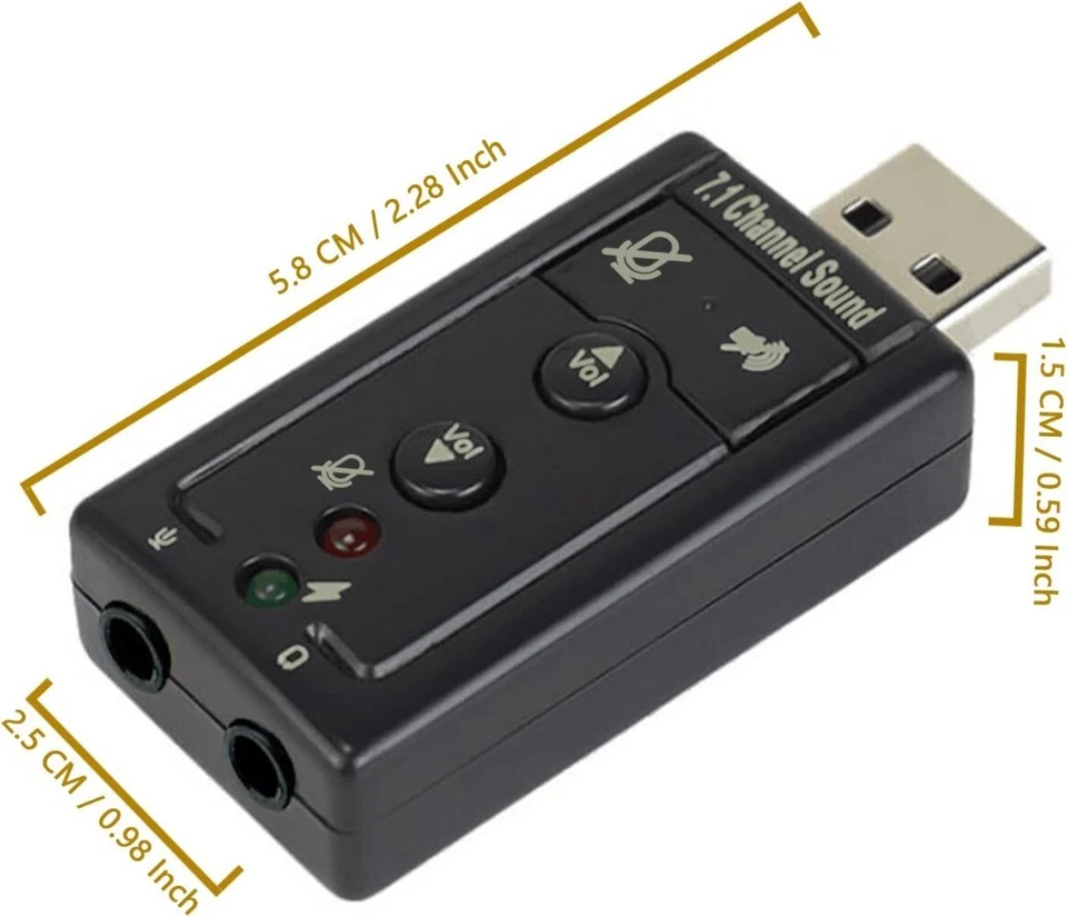 AZNCOS 7.1 Channel USB External Sound Card Audio Adapter Laptop PC, 2-6 PCS - Image 2 of 4