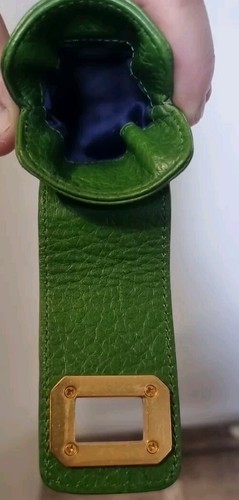 JUICY COUTURE Green Pebbled Leather Card Cell Phone Makeup Bag Clutch Gold Snap - Picture 6 of 10